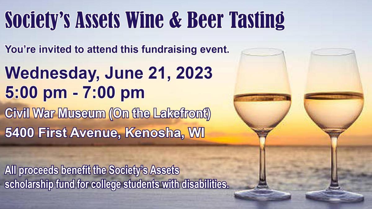 Wine and Beer Tasting Event, June 21, 5 - 7 pm, Kenosha Information at 1-800-378-9128
