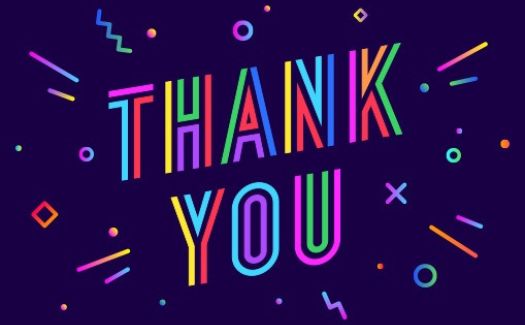 A black background with colorful lines surrounds the words Thank You.